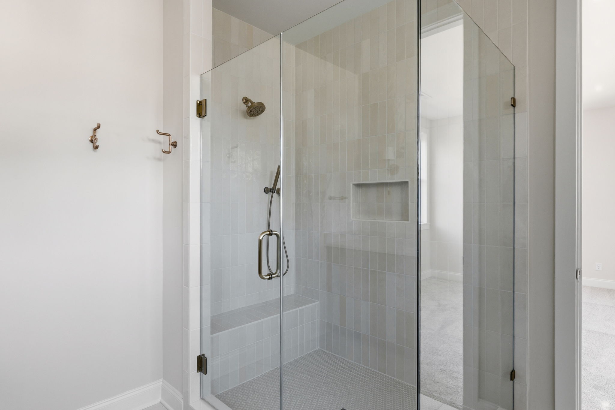 master bathroom glass walk-in shower
