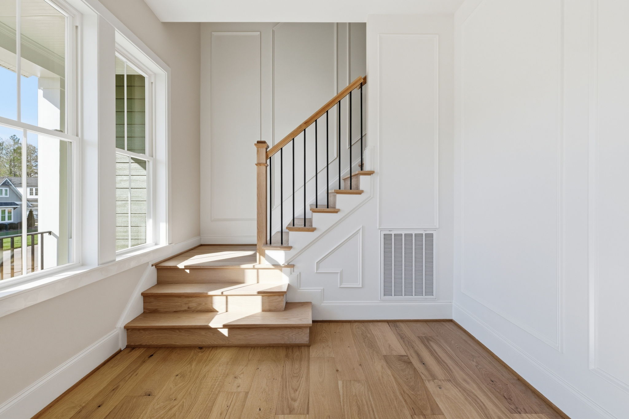 Entryway staircase in warm light